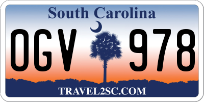 SC license plate OGV978