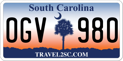 SC license plate OGV980
