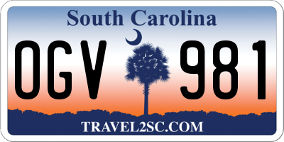SC license plate OGV981