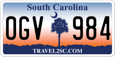 SC license plate OGV984