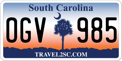 SC license plate OGV985