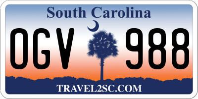 SC license plate OGV988