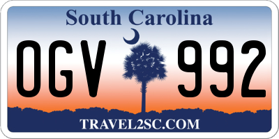 SC license plate OGV992