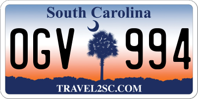 SC license plate OGV994