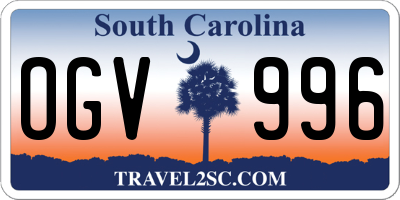 SC license plate OGV996
