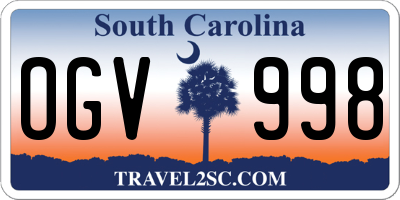 SC license plate OGV998