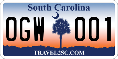 SC license plate OGW001
