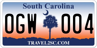SC license plate OGW004