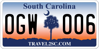 SC license plate OGW006