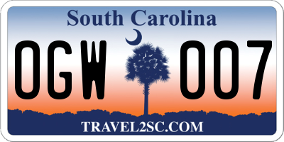 SC license plate OGW007