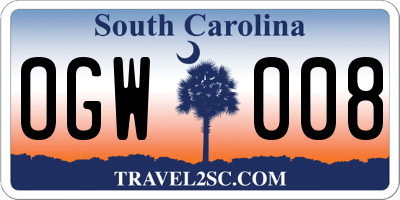 SC license plate OGW008