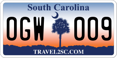 SC license plate OGW009