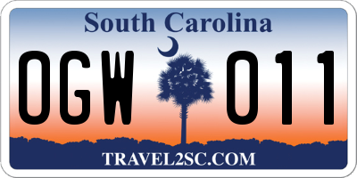 SC license plate OGW011
