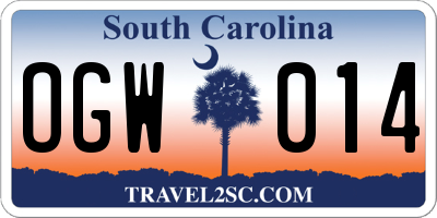 SC license plate OGW014