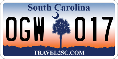 SC license plate OGW017