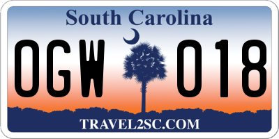 SC license plate OGW018