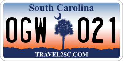 SC license plate OGW021