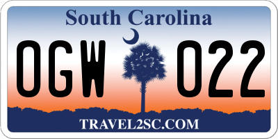 SC license plate OGW022