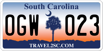 SC license plate OGW023