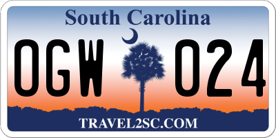 SC license plate OGW024