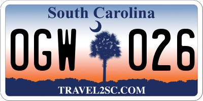 SC license plate OGW026