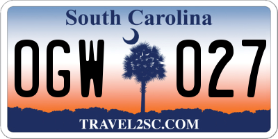 SC license plate OGW027