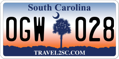SC license plate OGW028