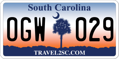 SC license plate OGW029