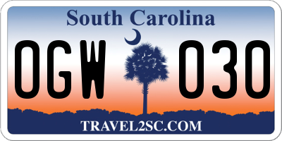 SC license plate OGW030