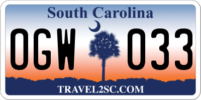 SC license plate OGW033