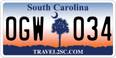 SC license plate OGW034
