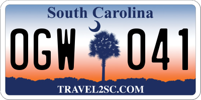 SC license plate OGW041