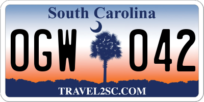 SC license plate OGW042