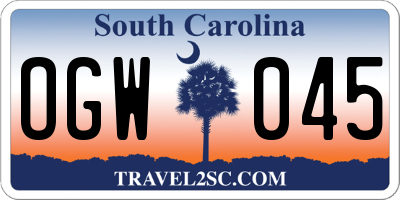 SC license plate OGW045