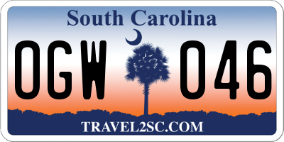 SC license plate OGW046