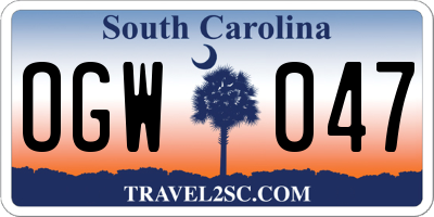 SC license plate OGW047