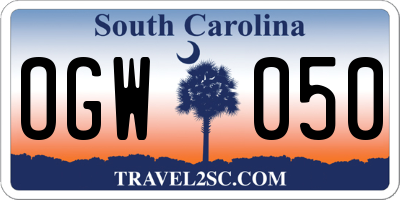 SC license plate OGW050