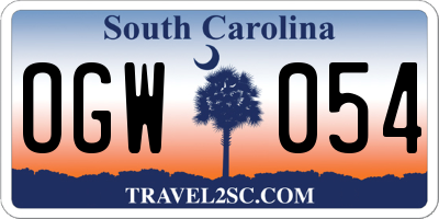 SC license plate OGW054