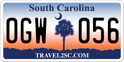SC license plate OGW056