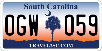 SC license plate OGW059