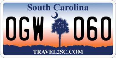 SC license plate OGW060