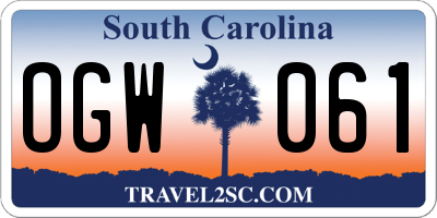 SC license plate OGW061
