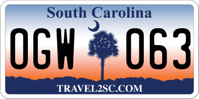 SC license plate OGW063