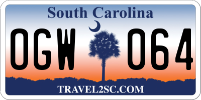 SC license plate OGW064