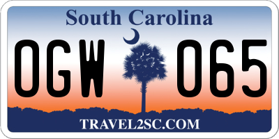 SC license plate OGW065