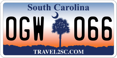 SC license plate OGW066