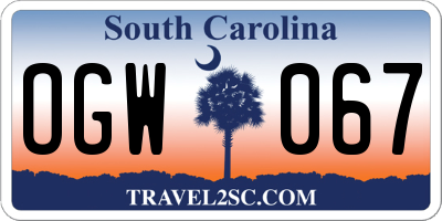 SC license plate OGW067