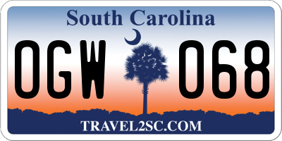 SC license plate OGW068