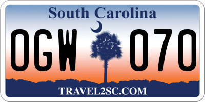 SC license plate OGW070