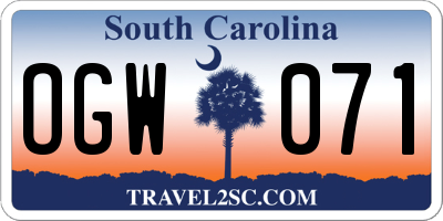 SC license plate OGW071